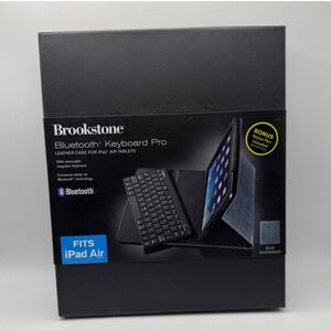 Brookstone Bluetooth‎ Keyboard Pro Leather Case For IPad Air Tablet Brand New